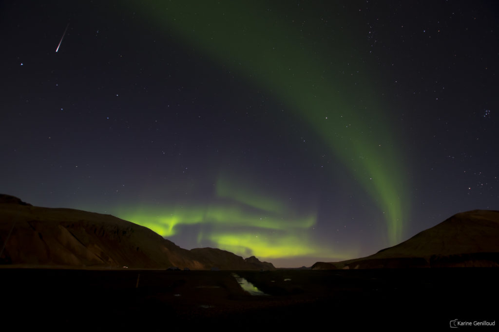 aurores boréales dans le Landmannalaugar en Islande